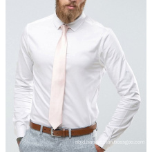 Skinny Sateen Shirt in White with Pink Tie Save Shirt